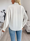 MQTIME  -  Perfee Sequin Contrast Collared Neck Long Sleeve Shirt