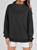 MQTIME  -  Mock Neck Drop Shoulder Long Sleeve Sweatshirt