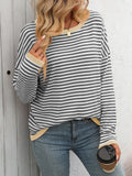 MQTIME  -   Striped Round Neck Long Sleeve Sweater