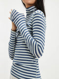 MQTIME  -  Exposed Seam Striped Turtleneck Long Sleeve T-Shirt