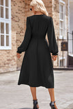 MQTIME  -  Smocked V-Neck Flounce Sleeve Midi Dress