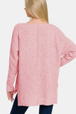 MQTIME  -  High-Low Center Seam V-Neck Sweater