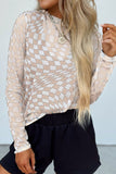 MQTIME  -  Checkered Mock Neck Long Sleeve Blouse