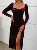 MQTIME  -  Perfee Sweetheart Neck Long Sleeve Midi Dress