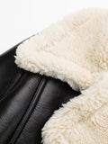 MQTIME  -   Collared Neck Long Sleeve Plush Cropped Jacket