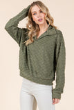 MQTIME  -  Fuzzy Checkered Collared Neck Sweatshirt with Side Pockets