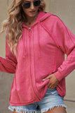 MQTIME  -  Exposed Seam Zip Up Long Sleeve Drawstring Hoodie