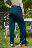 MQTIME  -  Velvet Wide Leg Pants with Pockets