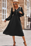MQTIME  -  Smocked V-Neck Flounce Sleeve Midi Dress