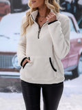 MQTIME  -  Half Zip Long Sleeve Furry Sweatshirt