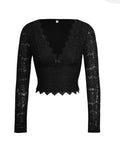 MQTIME  -  Devine V-Neck Long Sleeve Lace Top