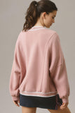 MQTIME  -  Contrast Trim V Neck Button Up Cardigan