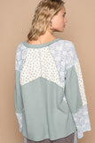 MQTIME  -  POL Lace Floral Round Neck Knit Top