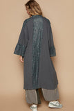 MQTIME  -  POL Flower Lace Trim Open Front Longline Cardigan