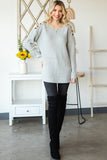 MQTIME  -  Side Slit Boat Neck Long Sleeve Sweater