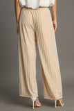 MQTIME  -  Umgee Elastic Waist Striped Wide Leg Velvet Pants