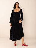 MQTIME  -  Sweetheart Neck Long Sleeve Midi Dress