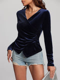 MQTIME  -  Ruched Surplice Long Sleeve Top