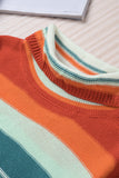 MQTIME  -  Contrast Striped Turtleneck Dropped Shoulder Sweater