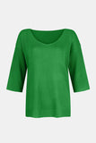 MQTIME  -  V-Neck Three-Quarter Sleeve Knit Top