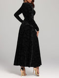 MQTIME  -  Rose Print V-Neck Long Sleeve Dress