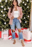MQTIME  -  Snap Down Long Sleeve Sherpa Jacket
