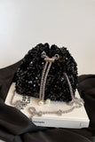 MQTIME  -  Sequin Chain Drawstring Bucket Bag