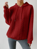 MQTIME  -  Drawstring Drop Shoulder Long Sleeve Hoodie