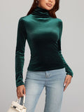 MQTIME  -  Solid Color Turtleneck Long Sleeve Top