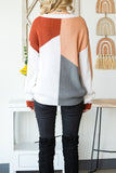 MQTIME  -  Color Block Drop Shoulder Long Sleeve Sweater