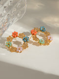 MQTIME  -  Synthetic Crystal Stainless Steel Flower Earrings