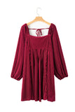 MQTIME  -  Square Neck Long Sleeve Mini Dress