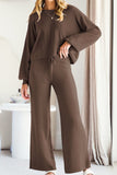 MQTIME  -  Round Neck Long Sleeve Top and Pants Set