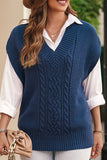 MQTIME  -  Cable-Knit V-Neck Sweater Vest