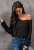 MQTIME  -  V-Neck Drop Shoulder Sweater