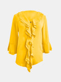 MQTIME  -  Full Size Ruffled V-Neck Flounce Sleeve Blouse