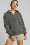 MQTIME  -  Umgee Johnny Collar Dropped Shoulder Sweatshirt