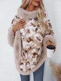 MQTIME  -   Furry Contrast Three-Quarter Poncho