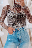 MQTIME  -  Turtleneck Leopard Long Sleeve Bodysuit