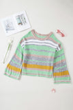 MQTIME  -  Contrast Striped Boat Neck Dropped Shoulder Sweater