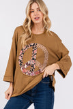 MQTIME  -  SAGE + FIG Floral Peace Patch Round Neck Top