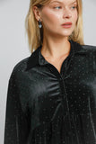 MQTIME  -  Umgee Full Size Polka Dot Button Up Half Sleeve Shirt