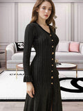 MQTIME  -  V-Neck Flounce Sleeve Sweater Dress