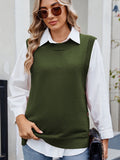 MQTIME  -  Buttoned Round Neck Sweater Vest