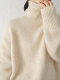 MQTIME  -  Turtleneck Dropped Shoulder Long Sleeve Sweater