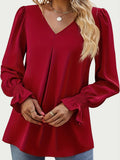 MQTIME  -  V-Neck Flounce Sleeve Top