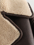 MQTIME  -   Collared Neck Long Sleeve Plush Jacket