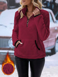 MQTIME  -  Half Zip Long Sleeve Furry Sweatshirt