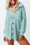 MQTIME  -   Waffle-Knit Collared Neck Long Sleeve Shirt