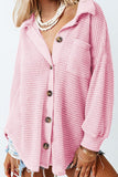 MQTIME  -   Waffle-Knit Collared Neck Long Sleeve Shirt
